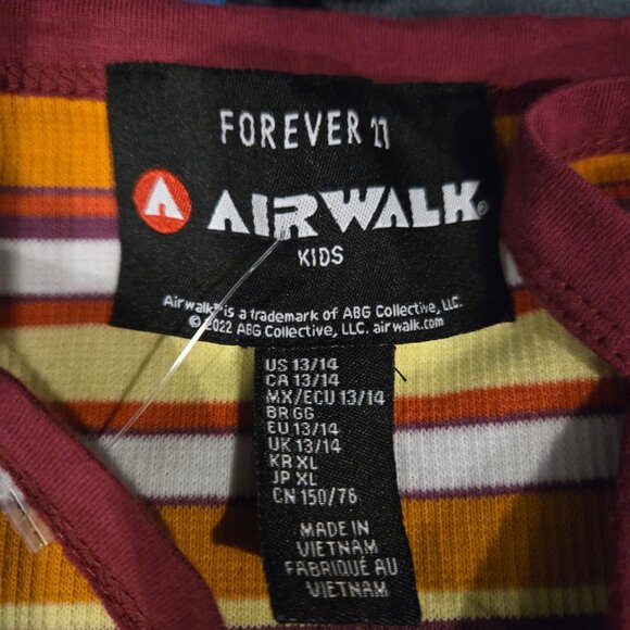 NWT Forever 21 x Airwalk Tank Top Stretch Striped Kids 13/14 - Picture 3 of 6